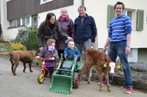 Benjamin and Rebekka Gasser with children Dinah and Yann, and parents Peter and Margrit farm the Miltenhof near Schleitheim, Switzerland 